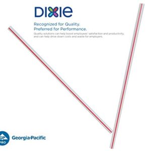 Dixie 5" Unwrapped Hollow Plastic Stirrer Straws by GP PRO (Georgia-Pacific) White/Red Stripe, HS5CC, 1 000 Count (1000 Stirrers Per Box 10 Boxes Per Case)