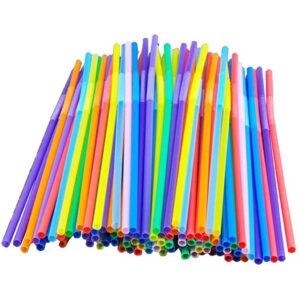 flexible disposable plastic drinking straws 100pcs- 0.23'' diameter and 10.2'' long,stretched approx 12.8 ''" high (multicolor-100pcs)