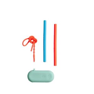 gir: get it right | glow-in-the-dark silicone straws perfect for kids + small glasses | great for hot + cold drinks | 2-pack (super)