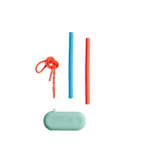 GIR: Get It Right | Glow-in-The-Dark Silicone Straws Perfect for Kids + Small Glasses | Great for Hot + Cold Drinks | 2-Pack (Super)