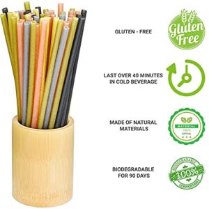 VinaStraws Biodegradable Cereal Straws, 150 pcs Multi Colorful Dringking Straw with Gift Canvas Bag, Eco Friendly Compostable, Alternative to Plastic Straws, Green