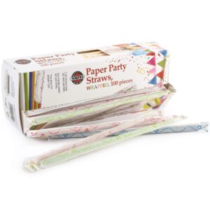 norpro paper drinking straws, individually wrapped (100 pack), 100% biodegradable-assorted colors
