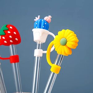 6pcs Silicone Straw Tips Cover Straw Cap Toppers Protector Straw Plugs Reusable for 6-8 mm(1/4 Inch) Straw Daisy