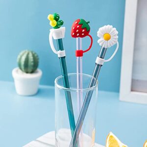 6pcs Silicone Straw Tips Cover Straw Cap Toppers Protector Straw Plugs Reusable for 6-8 mm(1/4 Inch) Straw Daisy