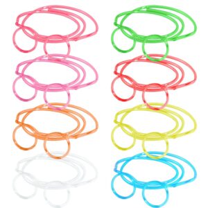 betinyar 8 pieces silly straws glasses, flexible straws novelty eyeglasses, frame loop straws eyeglasses for party supplies, birthday (multi)