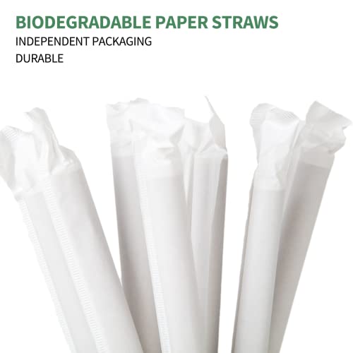 OURORANGE. 60 Pack. Disposable Degradable and Eco-friendly Individually Wrapped Paper Straws for Drinking. White