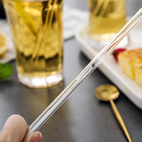 EVEREST GLOBAL Reusable Glass Straws 12 in 1 set 8.5" Drinking Straw for Smoothies Cocktails Bar Accessories Straws with Brushes Inside