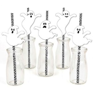 big dot of happiness spooky ghost - paper straw decor - halloween party striped decorative straws - set of 24