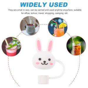 Abaodam 10Pcs Silicone Rabbit Straw Cap Covers Bunny Straw Topper Reusable Cute Straws Plugs Cartoon Drinking Straw Tips Lids