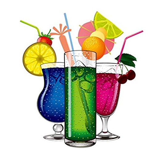 WOIWO 100PCS Colorful Disposable Plastic Drinking Straws, Extra Long Bendy Party Fancy Straws