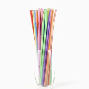 WOIWO 100PCS Colorful Disposable Plastic Drinking Straws, Extra Long Bendy Party Fancy Straws