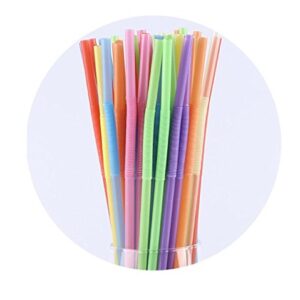 WOIWO 100PCS Colorful Disposable Plastic Drinking Straws, Extra Long Bendy Party Fancy Straws