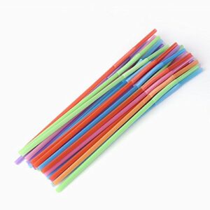 WOIWO 100PCS Colorful Disposable Plastic Drinking Straws, Extra Long Bendy Party Fancy Straws