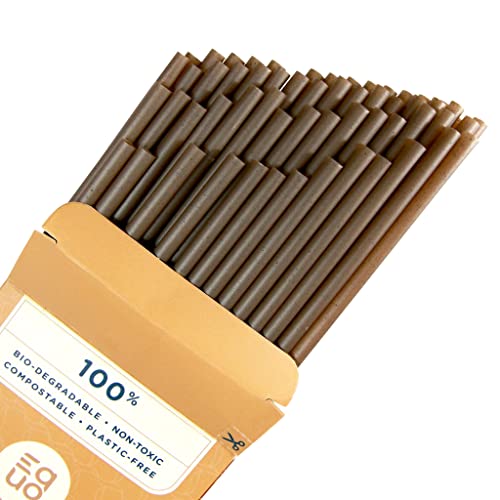 EQUO Coffee Drinking Straws, Disposable, Biodegradable, Compostable, and Plastic-Free, Pack of 50, Boba