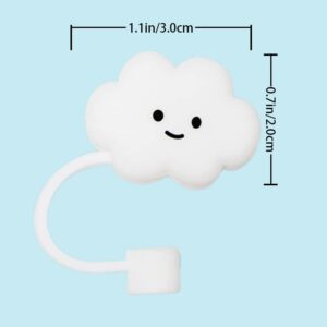 ZGRTZH 2 Pcs Reusable Straw Tips Cover Cute Cloud Shape Straw Cover Caps Anti-Dust Silicone Straw Toppers Drinking Straw Cover Tips Lids for 6-8 mm/0.23-0.31Inch Straws ( White )