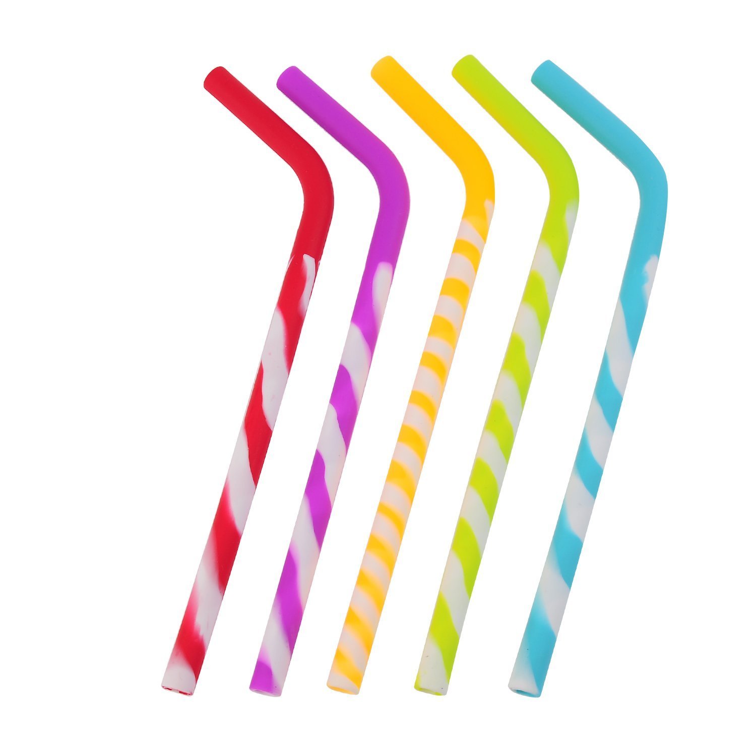 California Straws, Food Grade Silicone Reusable Drinking Straws (5-pack)- Dishwasher Clean, Safe for Kids