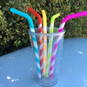 California Straws, Food Grade Silicone Reusable Drinking Straws (5-pack)- Dishwasher Clean, Safe for Kids