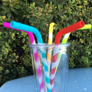 California Straws, Food Grade Silicone Reusable Drinking Straws (5-pack)- Dishwasher Clean, Safe for Kids