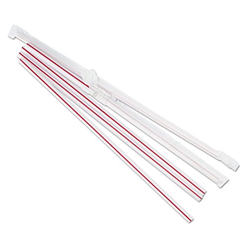 Boardwalk JSTW775S24 Jumbo Straws, 7 3/4-Inch , Plastic, Red w/White Stripe, 500/Pack, 24 Pack/Carton