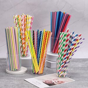 Hard Paper Straws, 400PCS 7.8 inch Drinking Straws Disposable -Biodegradable - Thicker (Stripe)