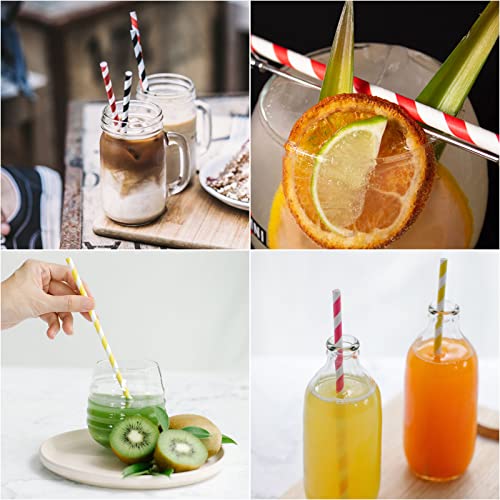 Hard Paper Straws, 400PCS 7.8 inch Drinking Straws Disposable -Biodegradable - Thicker (Stripe)