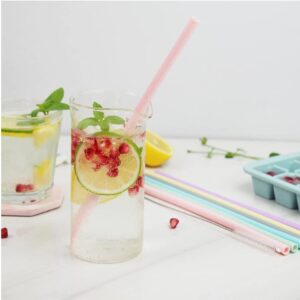 Hoshen 9-Inch Reusable Silicone Straw Set, Bpa-Free, 6 Color Straws and 2 Long Cleaning Brush, Suitable for 20oz/30oz Drink Cups, 12 Pieces