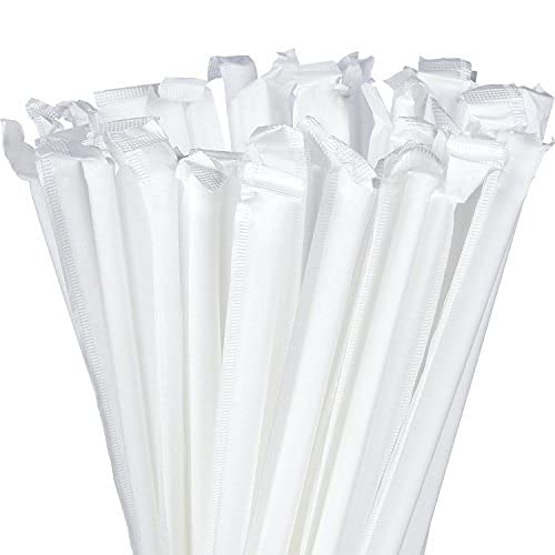 Concession Essentials Wrapped Giant Milkshake Straws. Pack of 300 Straws with a Bonus Gift. 5/16 Inch Thick Premium Straws 300 Pack. Paper-Wrapped, Clear, Thick, & Giant Sized 8mm Thick