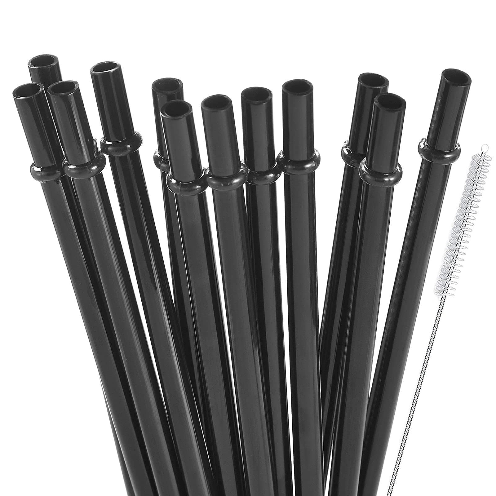 ALINK 10 Tritan Clear Reusable Straws + 12 Reusable Plastic Black Starws