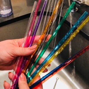 10.5 Inch Long Rainbow Colored Replacement Acrylic Straw Set of 10, for 16oz, 20oz, 24oz Tumblers