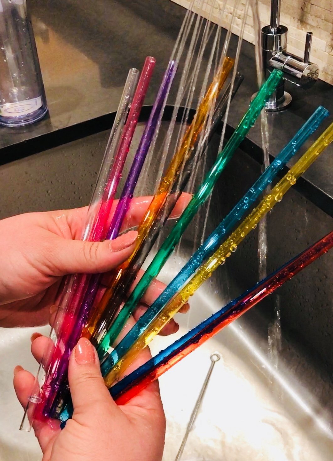 10.5 Inch Long Rainbow Colored Replacement Acrylic Straw Set of 10, for 16oz, 20oz, 24oz Tumblers