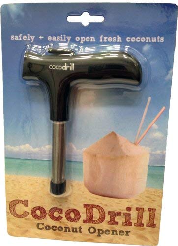 CocoDrill Coconut Opener Tool + Reusable Straw -COMBO PACK - Stainless Steel Drinking - 1 metal straw + Cleaner - Eco Friendly, SAFE, NON-TOXIC