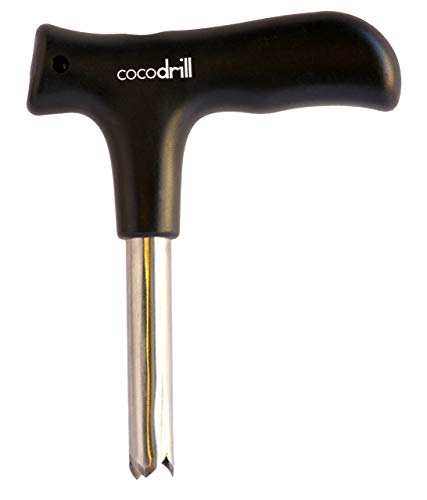 CocoDrill Coconut Opener Tool + Reusable Straw -COMBO PACK - Stainless Steel Drinking - 1 metal straw + Cleaner - Eco Friendly, SAFE, NON-TOXIC