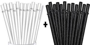 alink 13 in reusable clear straws + 12 black glitter straws