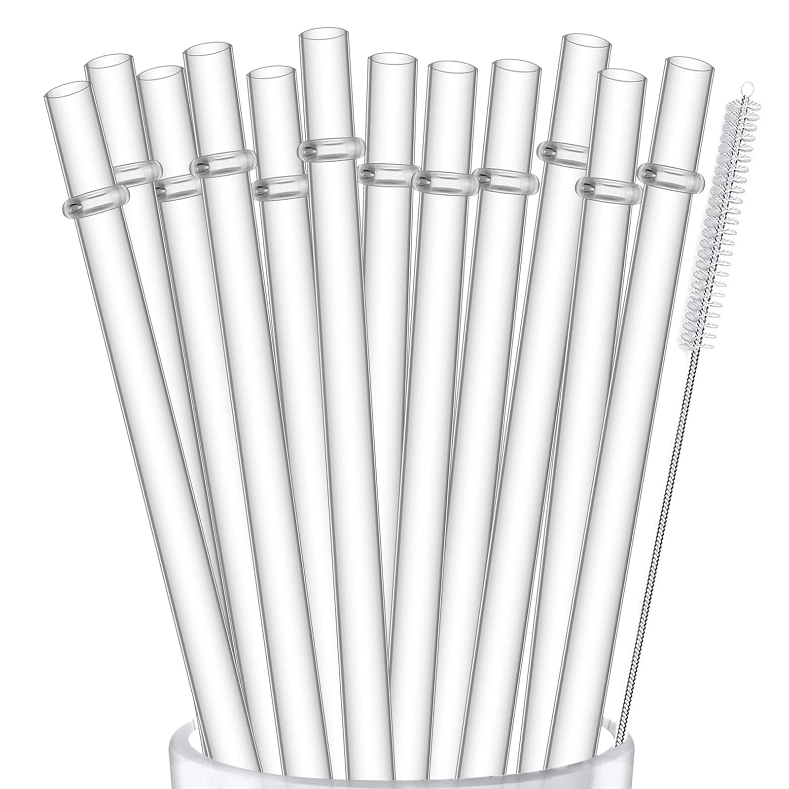 ALINK 13 IN Reusable Clear Straws + 12 Black Glitter Straws