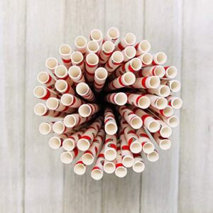 Watermelon Themed Paper Straws - Red Green White - 50 Pack