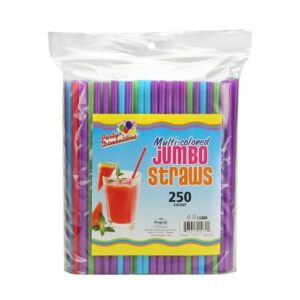 colorful multi-colored jumbo straws - (pack of 250) - vibrant design - perfect for parties & events