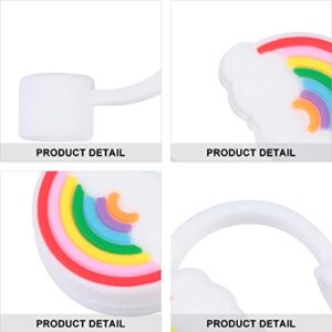 Abaodam 2Pcs Silicone Straw Tips Cover Reusable Silicone Straw Toppers Rainbow Styles