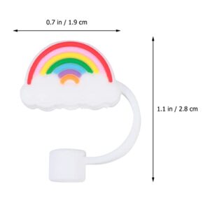 Abaodam 2Pcs Silicone Straw Tips Cover Reusable Silicone Straw Toppers Rainbow Styles
