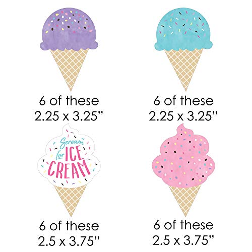 Big Dot of Happiness Scoop Up the Fun - Ice Cream - Paper Straw Decor - Sprinkles Party Striped Decorative Straws - Set of 24