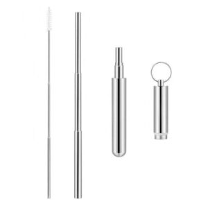 reusable metal straws collapsible stainless steel straws with cleaning brush and storage case portable collapsible straws with a case for travel home metal straws drinking