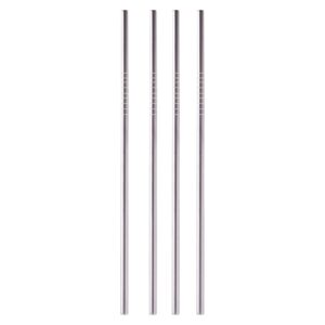 No BPA & No Lead 100% Stainless Steel Straight Swirl Straw With Brush Cleaner Included, Set of 4