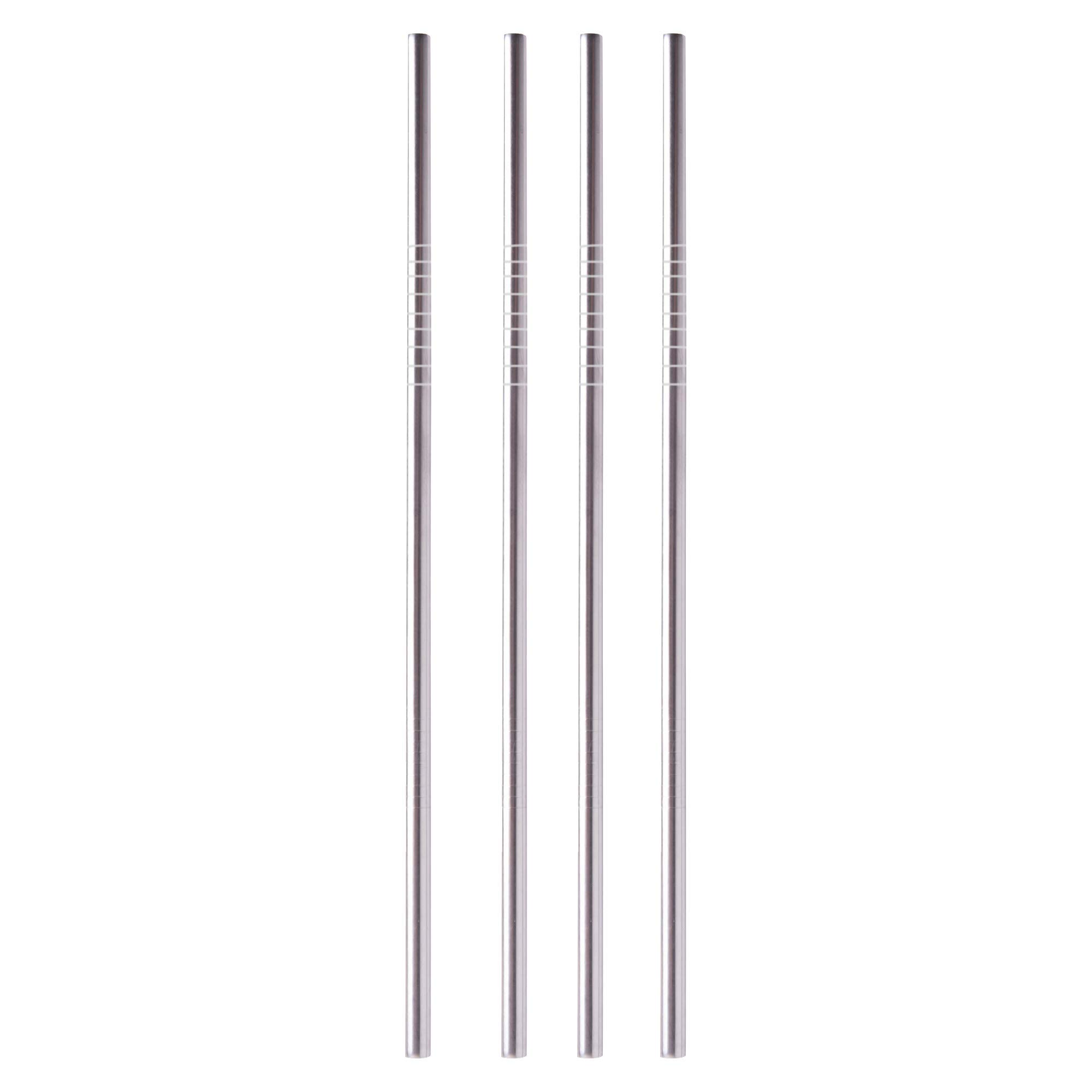 No BPA & No Lead 100% Stainless Steel Straight Swirl Straw With Brush Cleaner Included, Set of 4