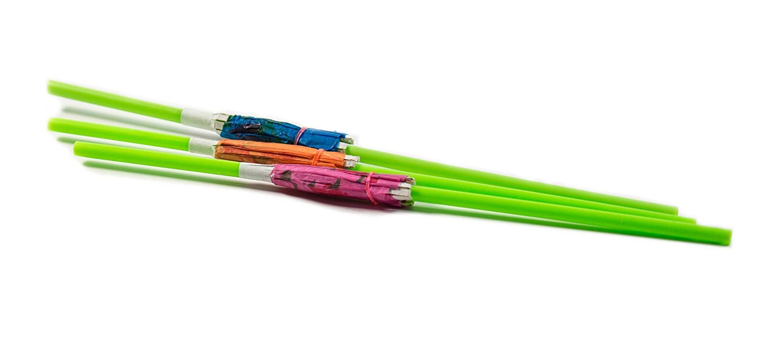 Perfect Stix 8" Neon Green Umbrella Luau and Tropical Drinking Straws 144ct, Multicolor