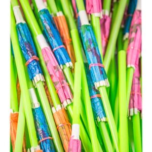 Perfect Stix 8" Neon Green Umbrella Luau and Tropical Drinking Straws 144ct, Multicolor