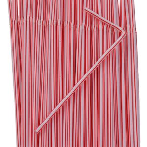 Flexible Plastic Drinking Straws (Assorted Classic Striped) Bendable Disposable BPA Free Bendy Straws