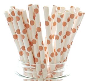 orange autumn fall polka dot straws - 25 pack - wedding party supply straws, long paper straws, orange polka dot straws