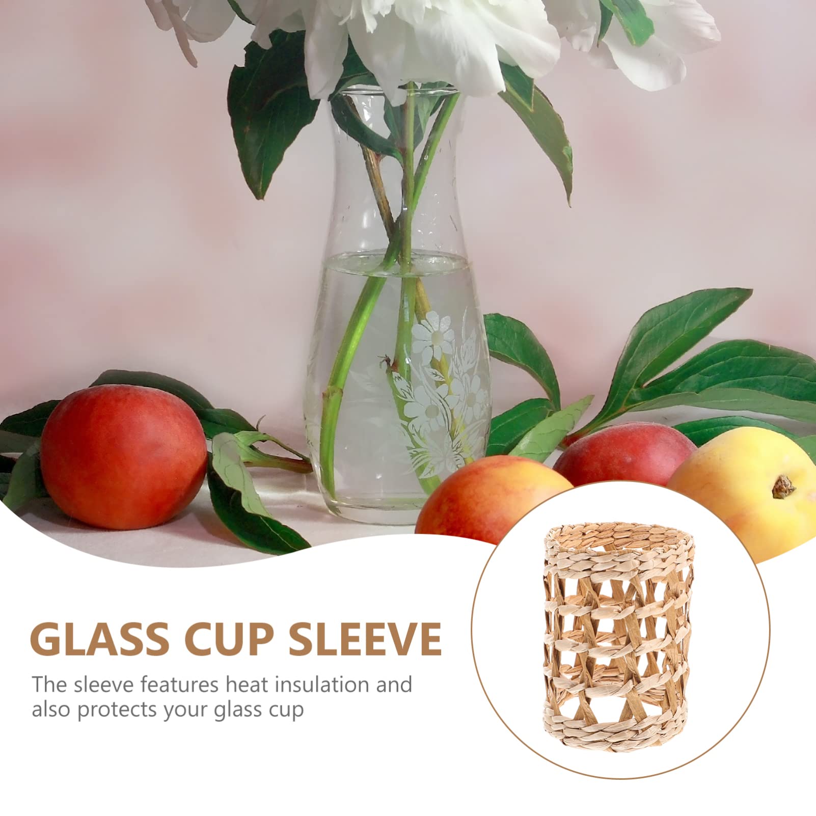 GANAZONO Rattan Vase Woven Vase Sleeve: 2pcs Wicker Cup Holder Rattan Tumbler Sleeves Handwoven Vase Sleeve Pencil Holder Table Centerpiece Decor for Home Garden Cup Sleeve