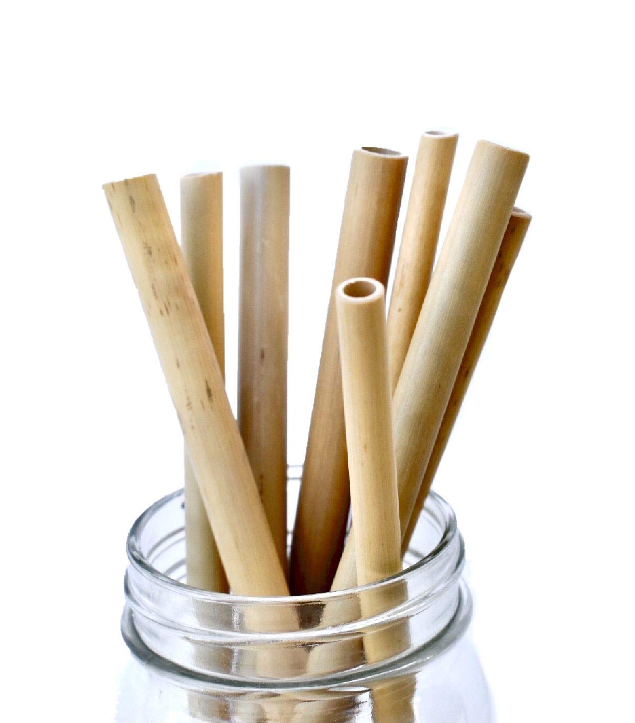 Organic BAMBOO STRAWS 8pack comes with cleaner, and to-go bag, Perfect for water, juices, smoothies, coffee, iced tea.