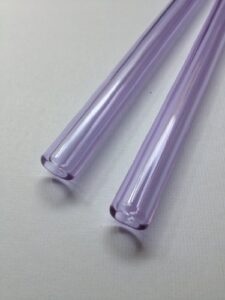 set of two-beautiful, crystal clear, purple drink straws 9.5mm x 8" w/brush