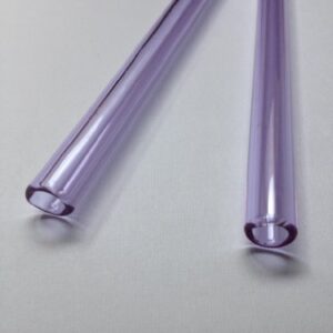 Set of Two-Beautiful, Crystal clear, Purple Drink Straws 9.5mm x 8" w/brush